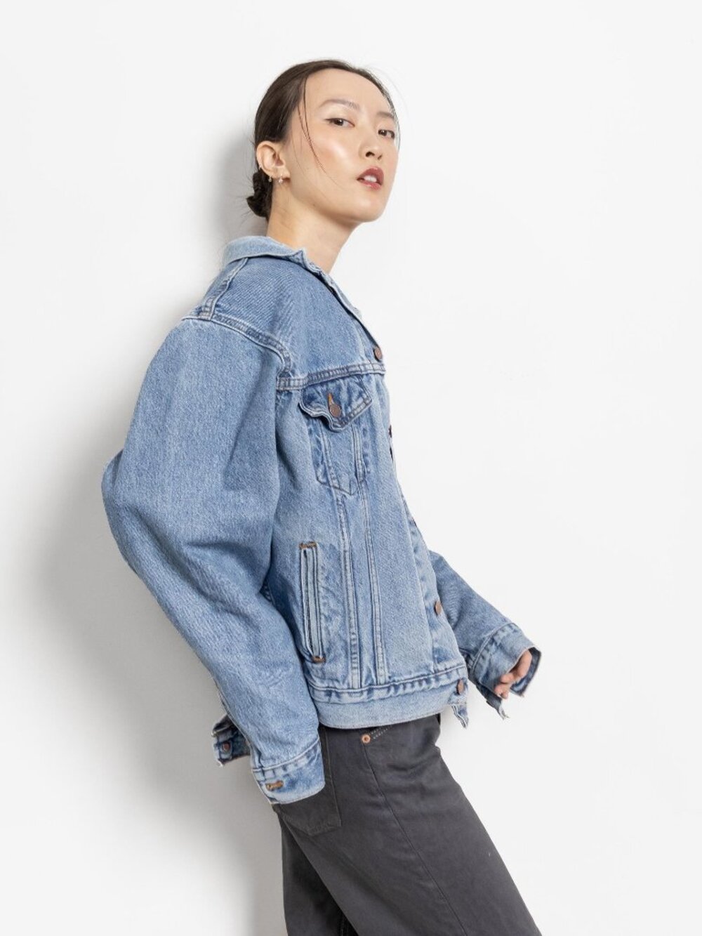 LEVI'S DENIM JACKET Vintage Jean Cotton Trucker Oversize 90's / Medium